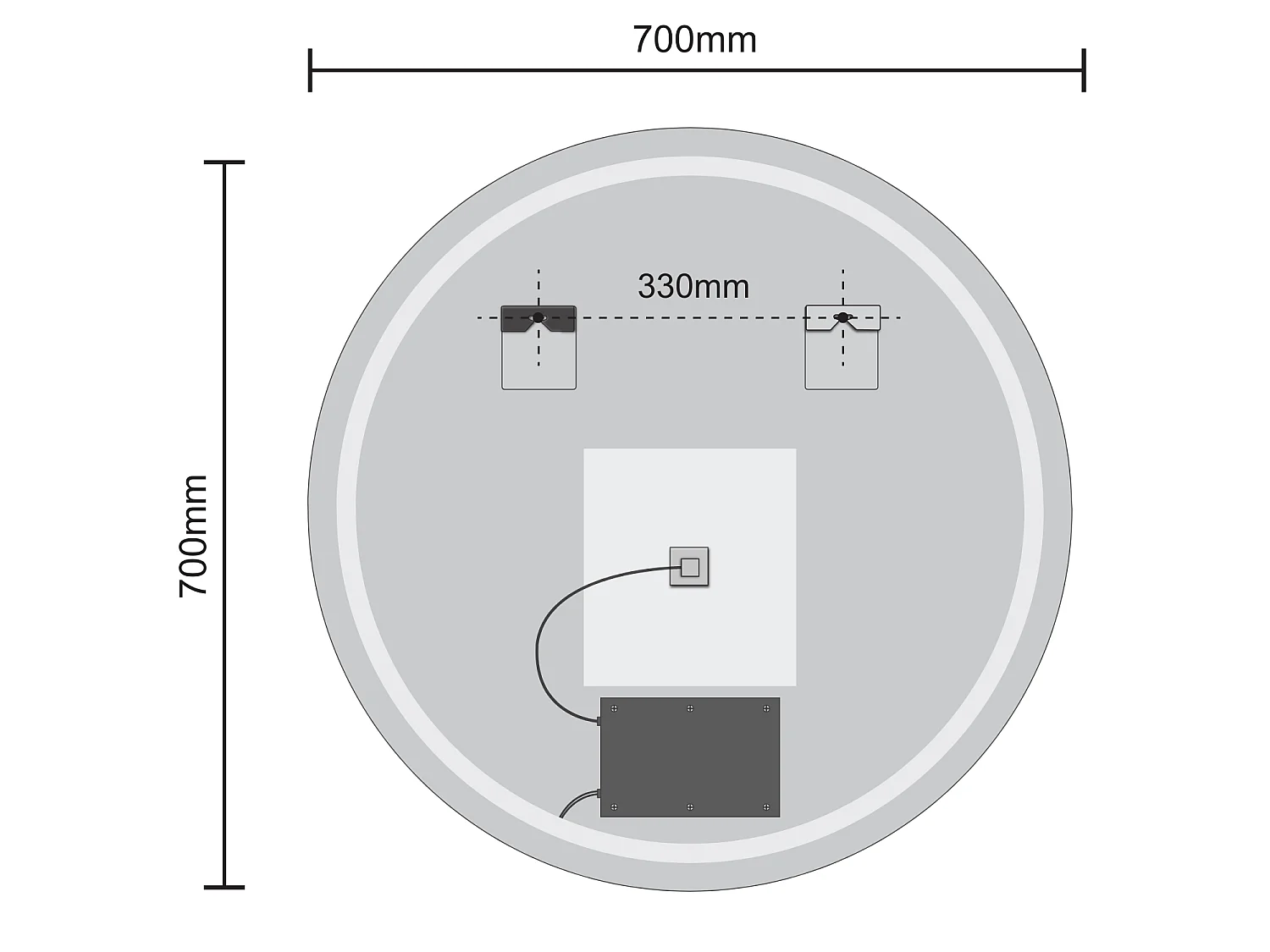 Miroir salle de bain LOMAZOO Atlanta avec LED 70 cm rond