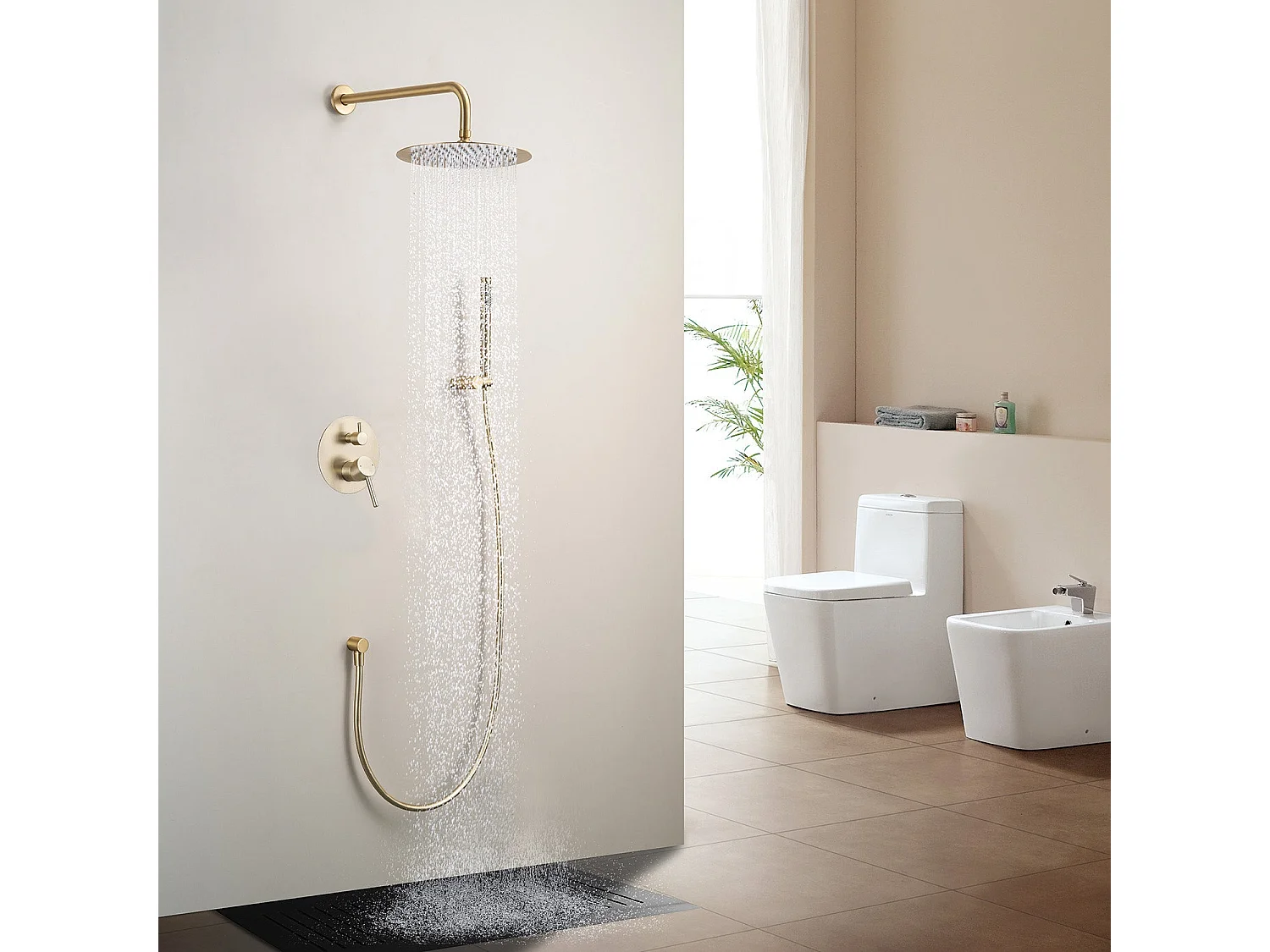 Set de douche encastré LOMAZOO Solara doré