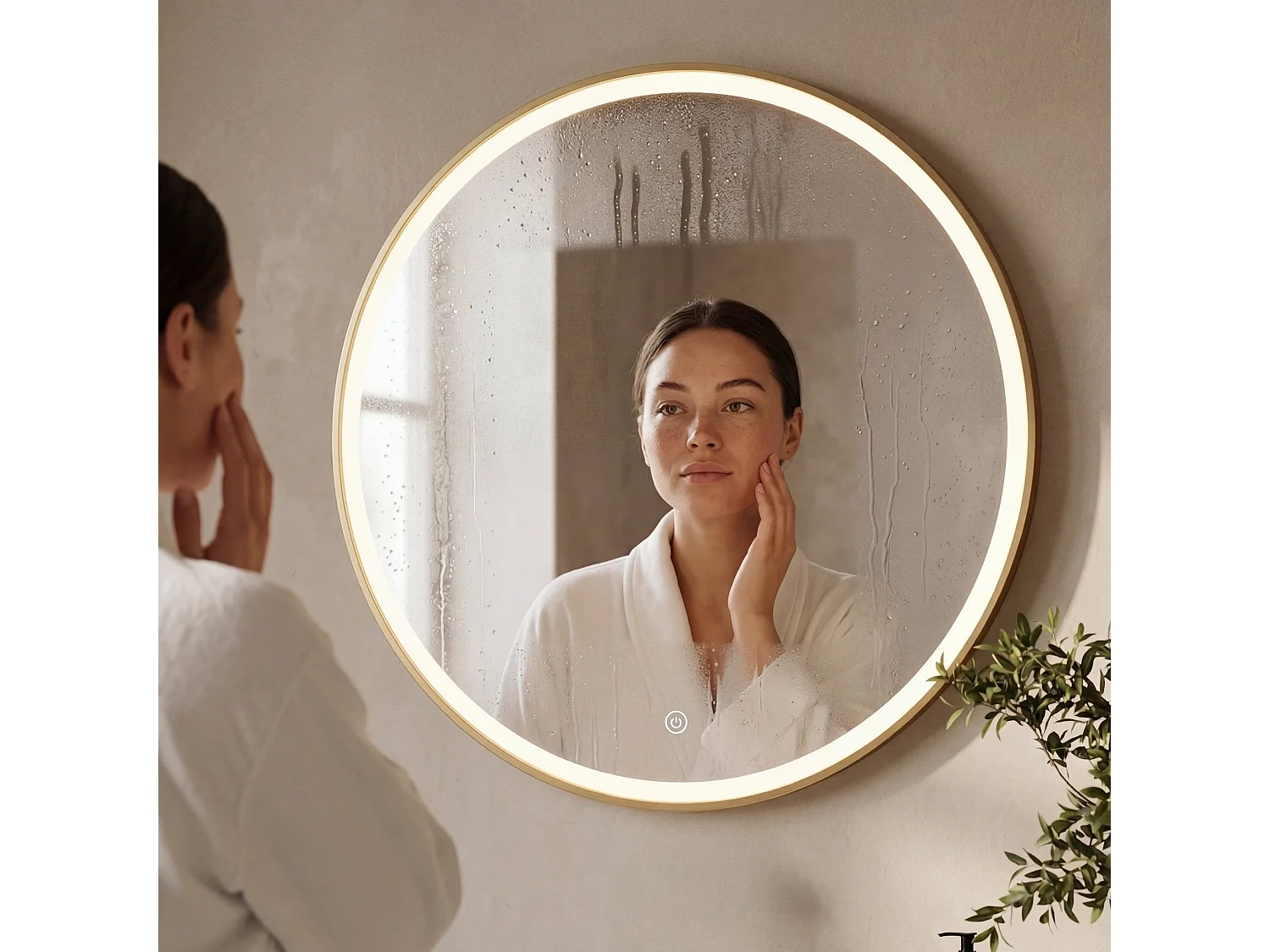 Miroir salle de bain LOMAZOO Miami avec LED 70 cm doré