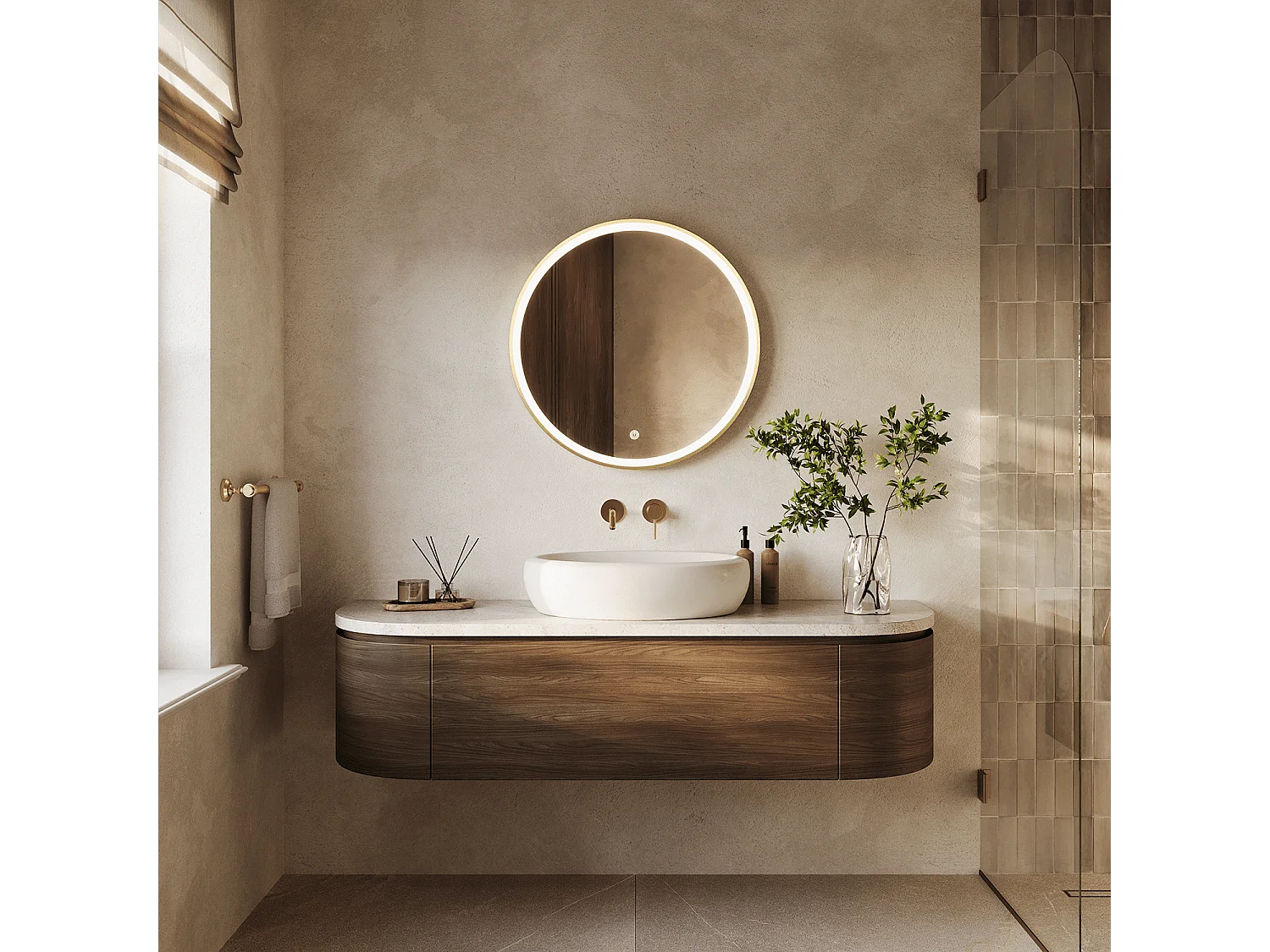 Miroir salle de bain LOMAZOO Miami avec LED 70 cm doré