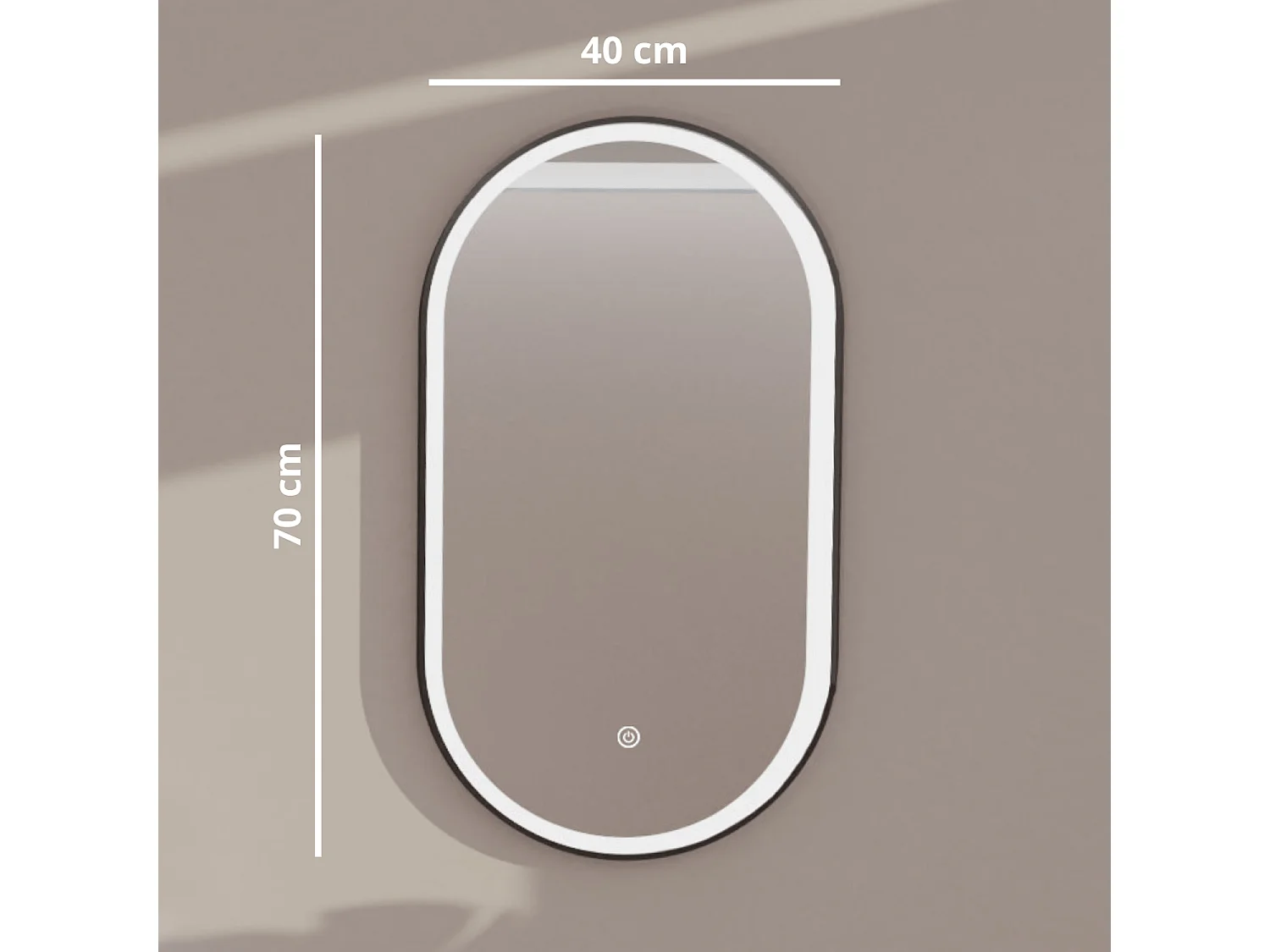 Miroir salle de bain LOMAZOO Frankfurt avec LED 40x70 cm ovale noir