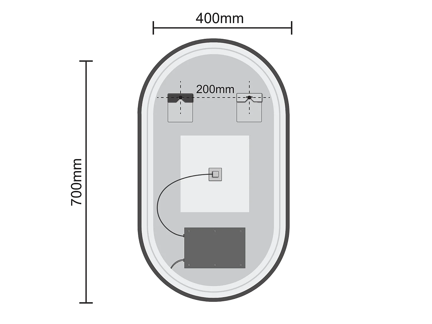 Miroir salle de bain LOMAZOO Frankfurt avec LED 40x70 cm ovale noir