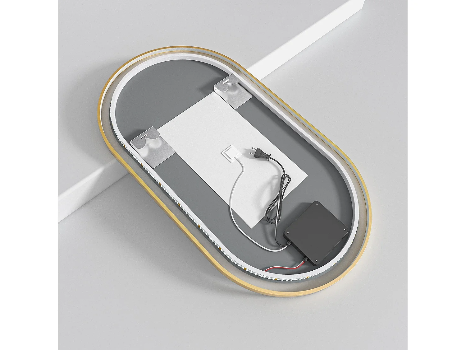 Miroir salle de bain lumineux LED LOMAZOO Hamburg 50x70 cm ovale doré