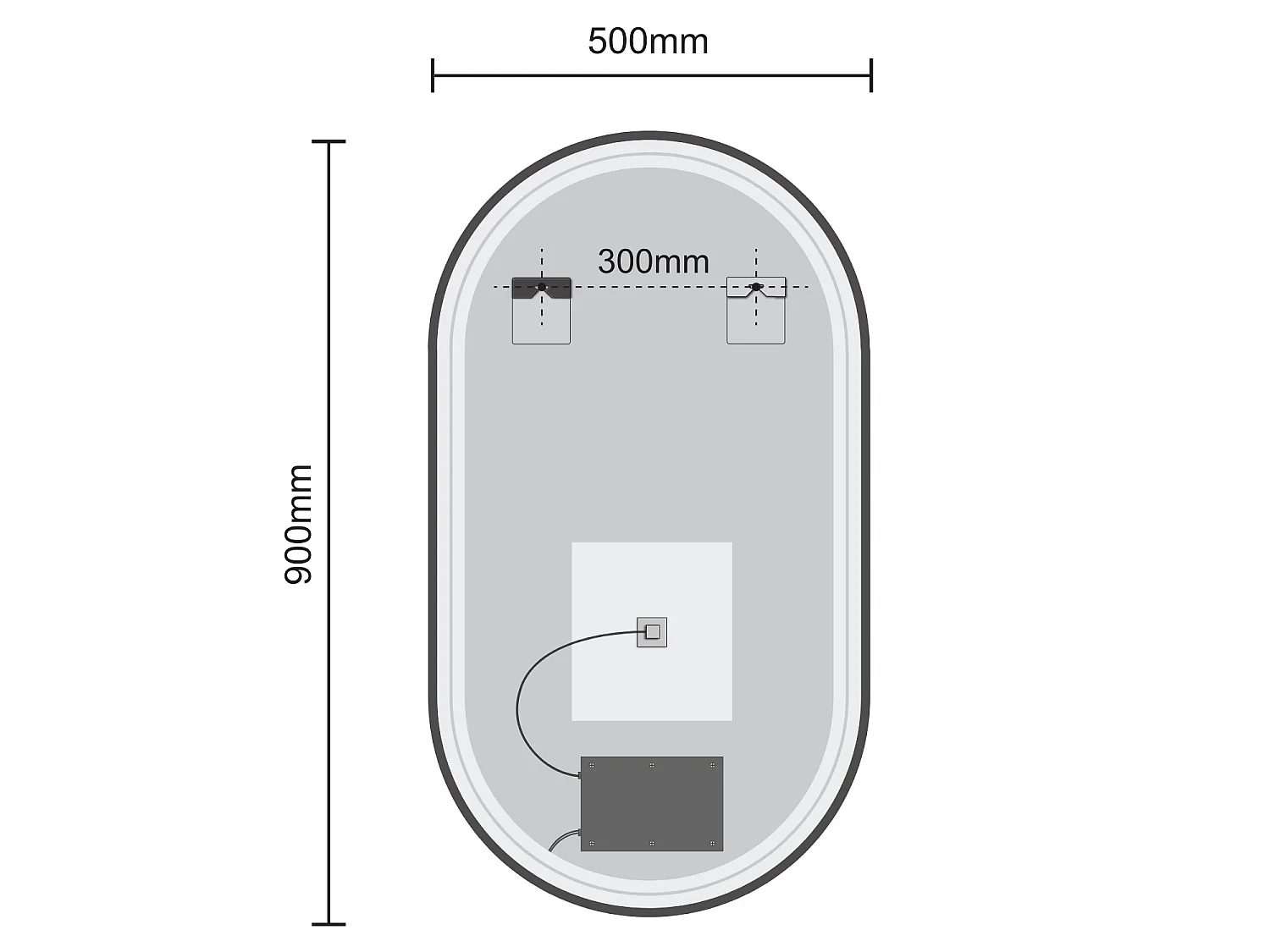 Miroir salle de bain lumineux LED LOMAZOO Hamburg 50x70 cm ovale doré