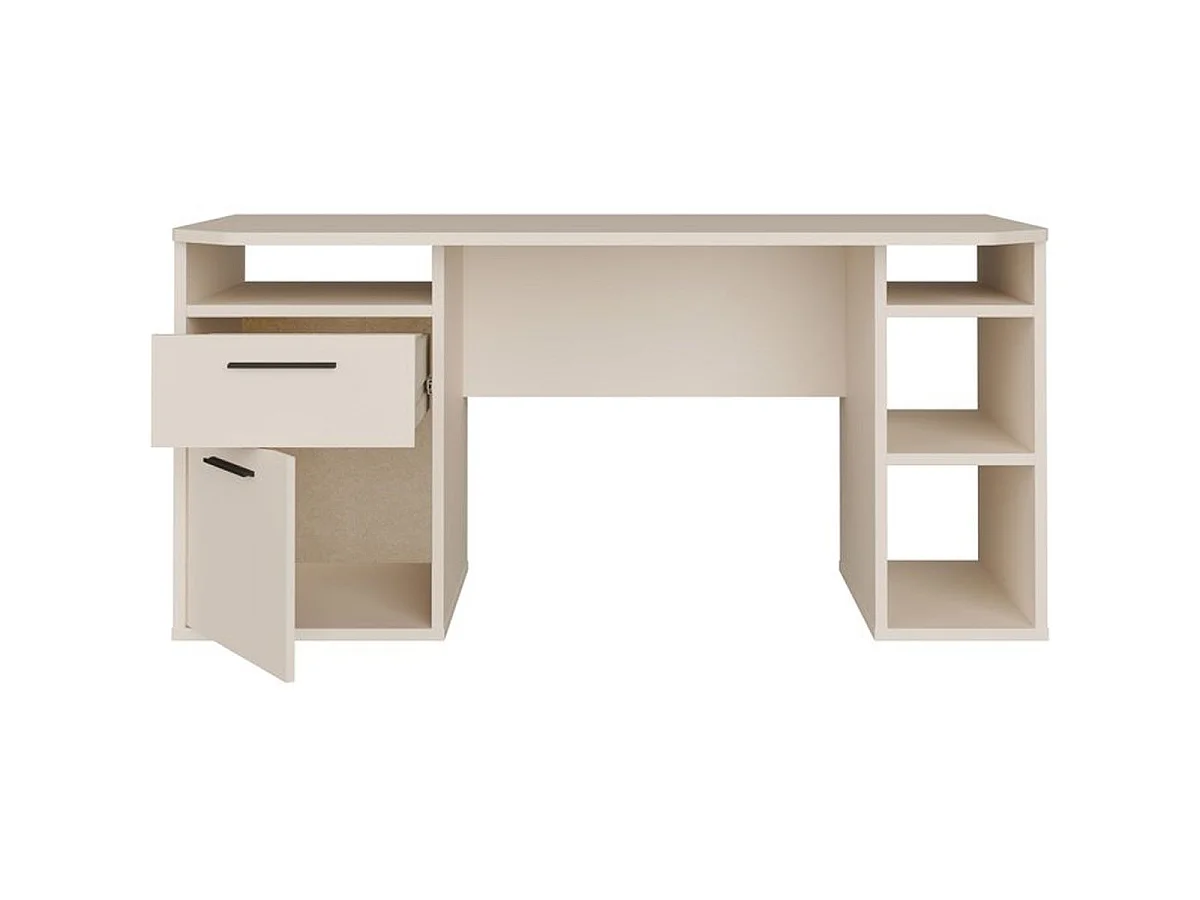 Bureau d'angle TEZAUR, 160 x 72 x 75,7 cm, beige cachemire, rangement à gauche