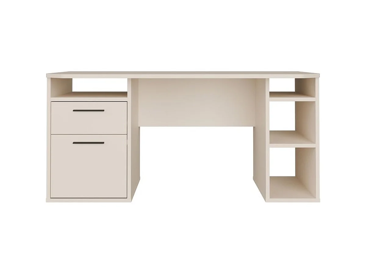 Bureau d'angle TEZAUR, 160 x 72 x 75,7 cm, beige cachemire, rangement à gauche