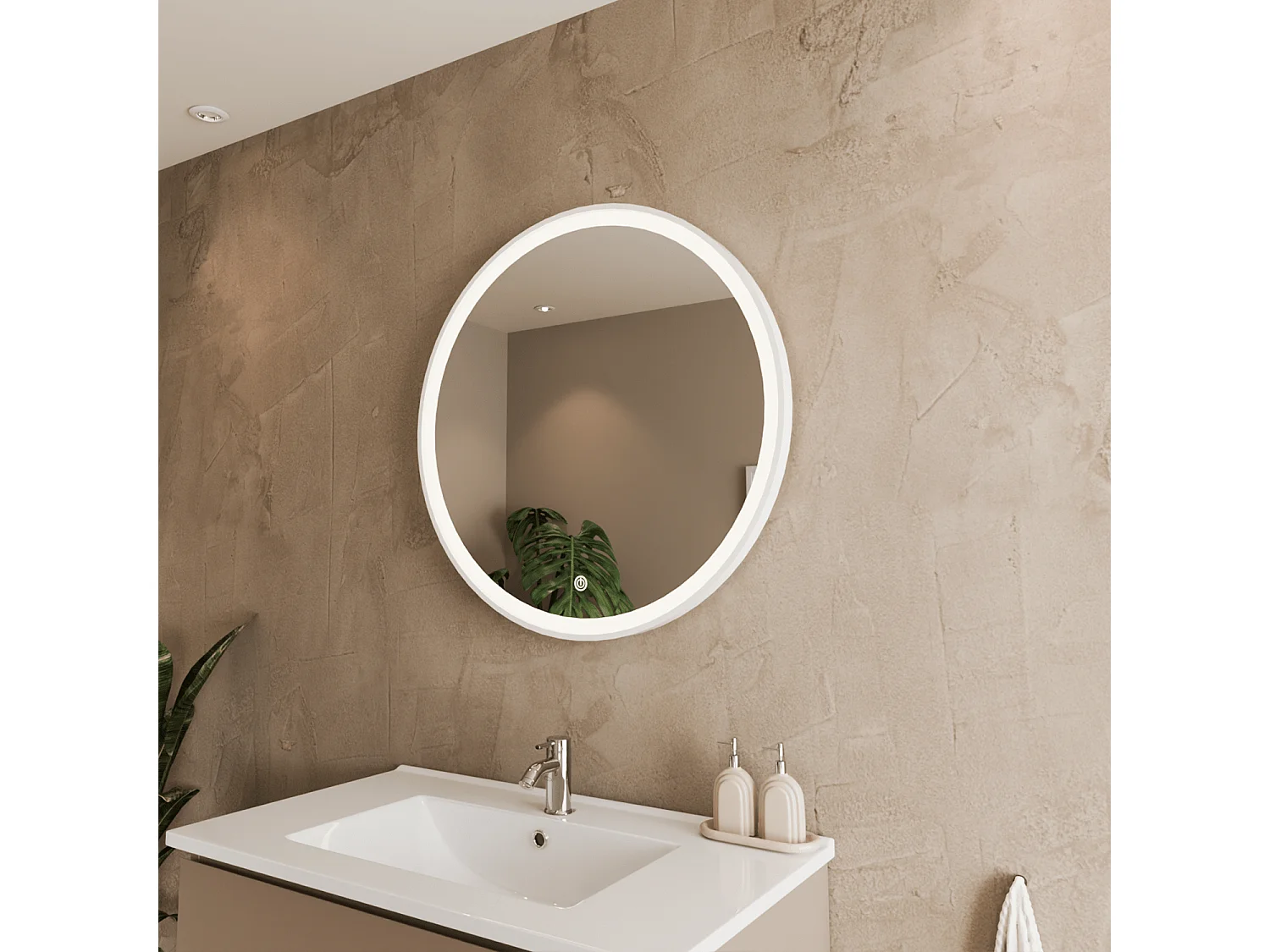 Miroir salle de bain LOMAZOO Helsinki avec LED 70 cm rond Blanc