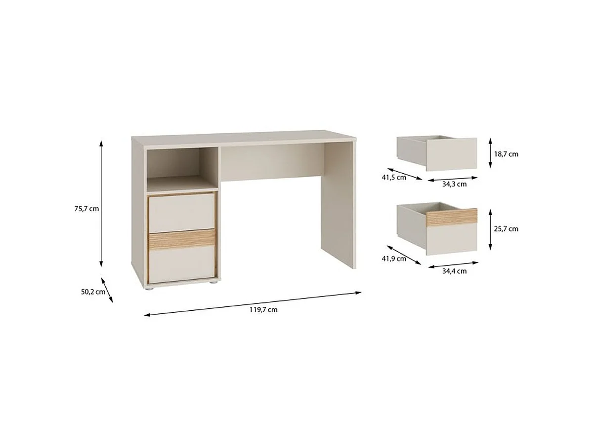 Bureau WEXLIN WEXB222-M820 120 cm Cashmere & Chêne