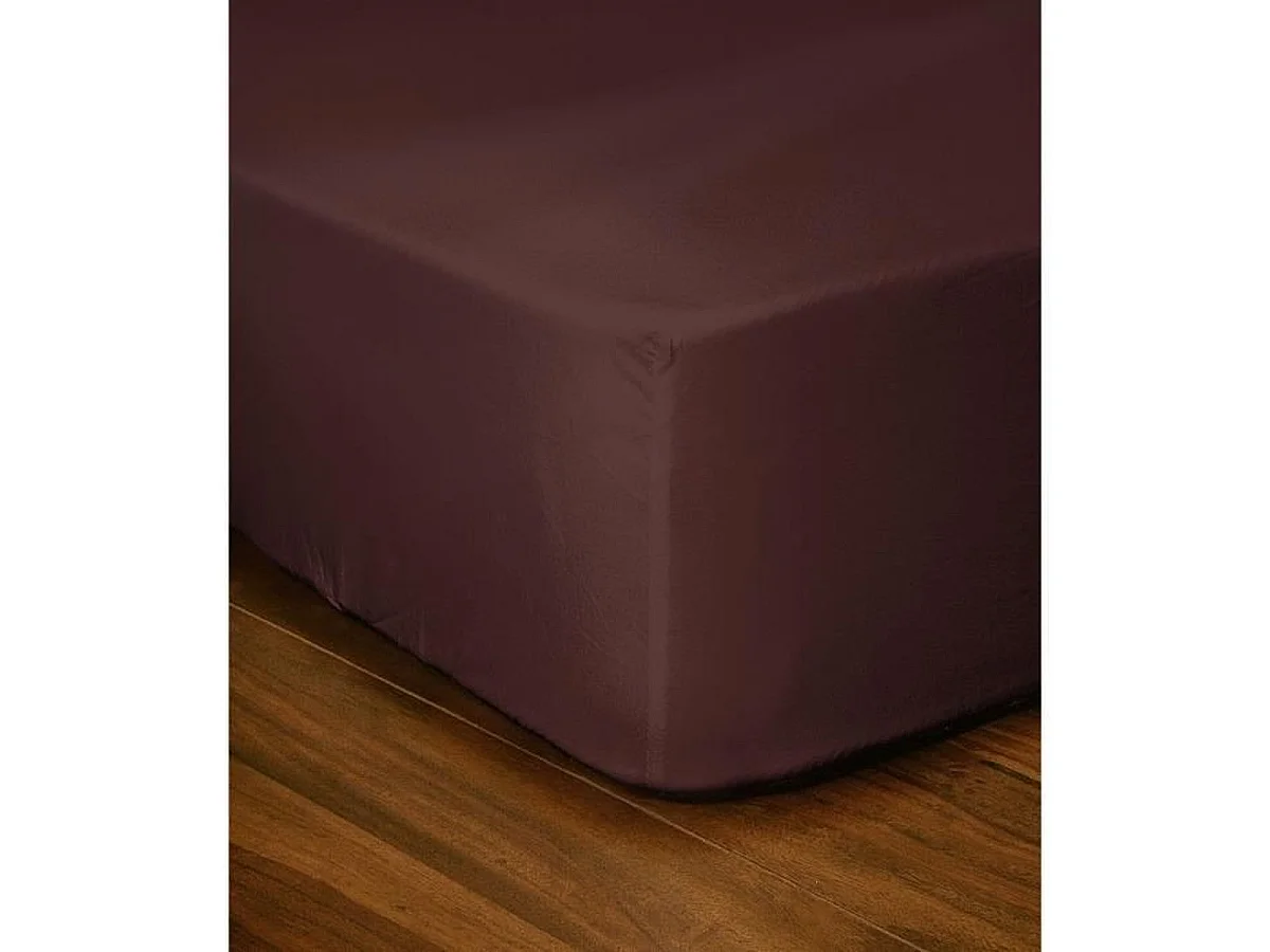 LOVELY HOME Drap housse 90x190+25 cm Marron chocolat - 100% coton