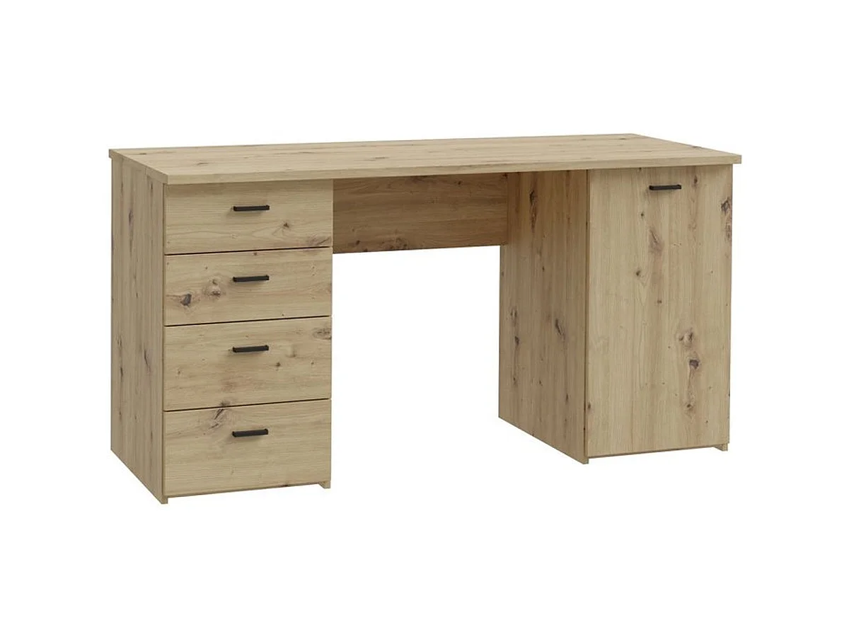 Bureau droit Goldsboro, décor chêne artisan et noir, 145,2 x 60 x 75,3 cm