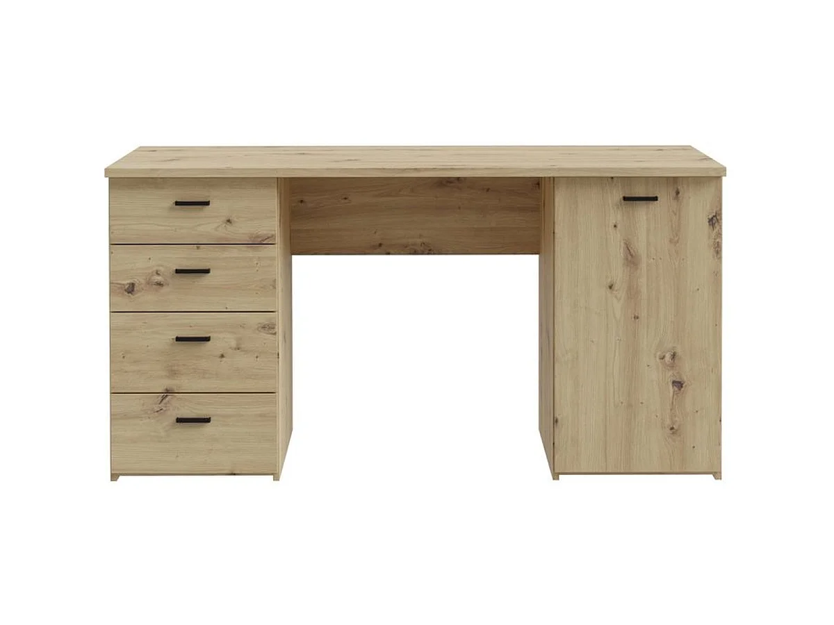 Bureau droit Goldsboro, décor chêne artisan et noir, 145,2 x 60 x 75,3 cm