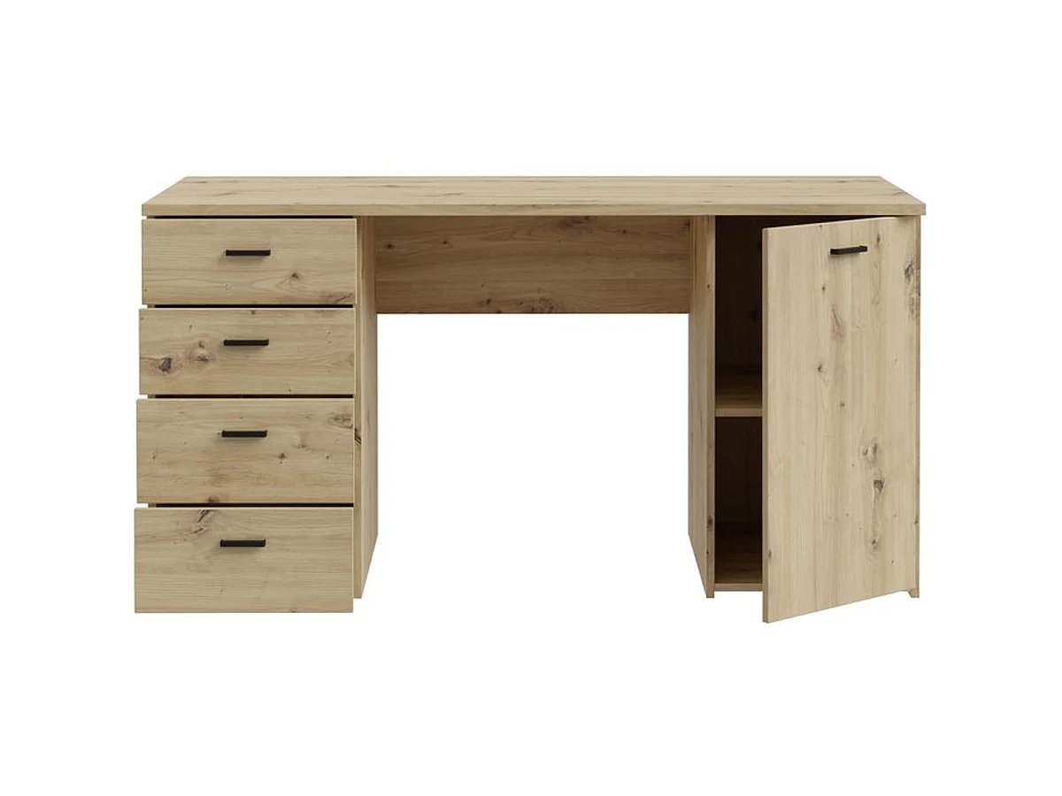 Bureau droit Goldsboro, décor chêne artisan et noir, 145,2 x 60 x 75,3 cm