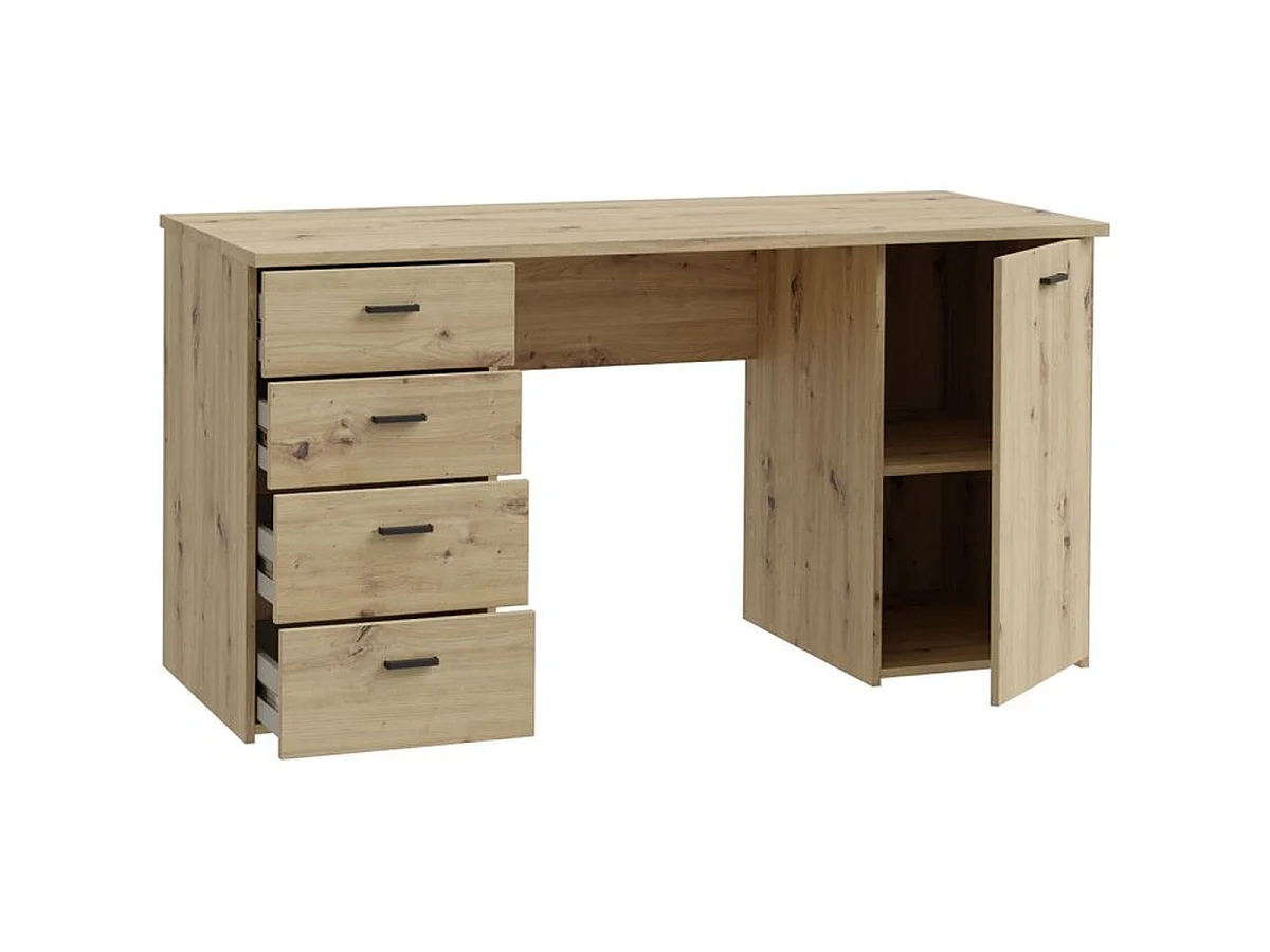 Bureau droit Goldsboro, décor chêne artisan et noir, 145,2 x 60 x 75,3 cm