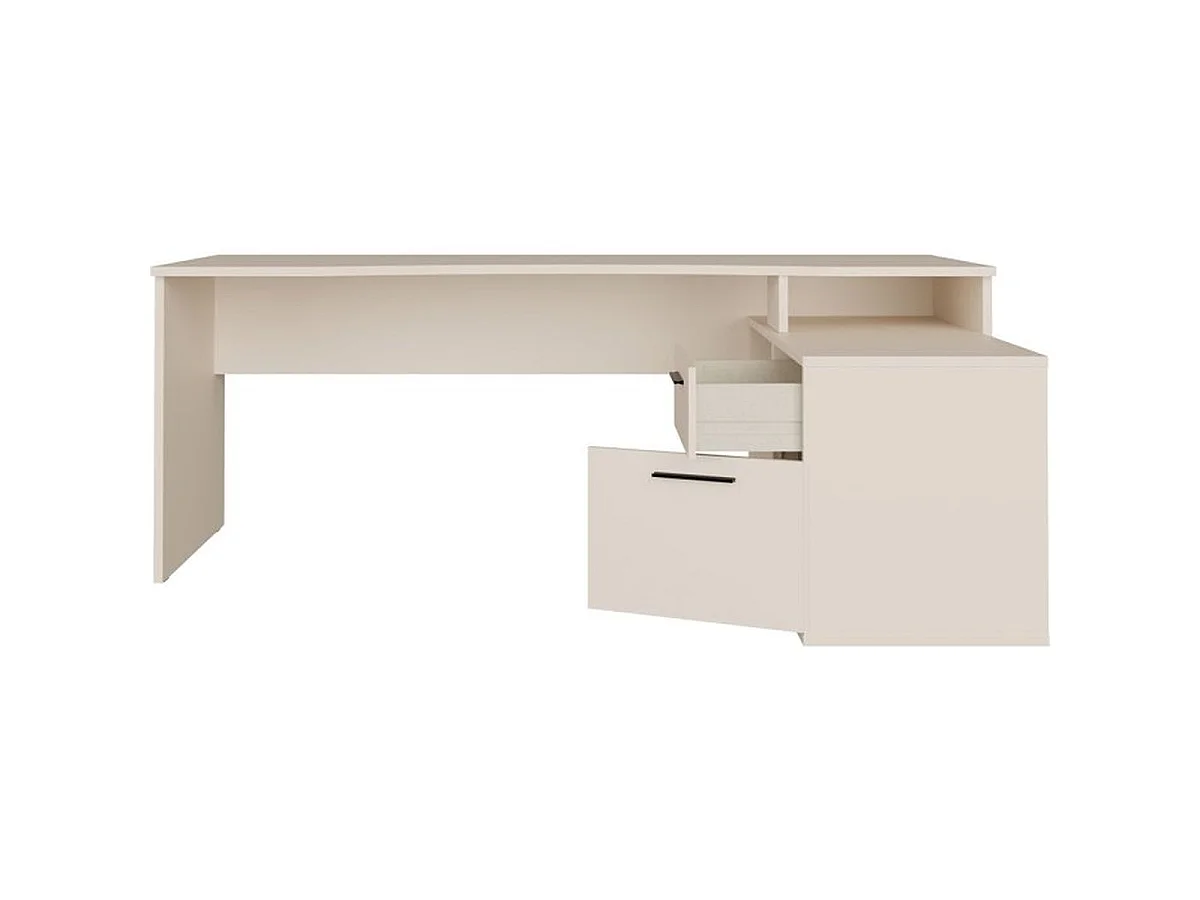Bureau d'angle en L FORTE TEZAUR 200 cm Cashmere Beige avec module de rangement
