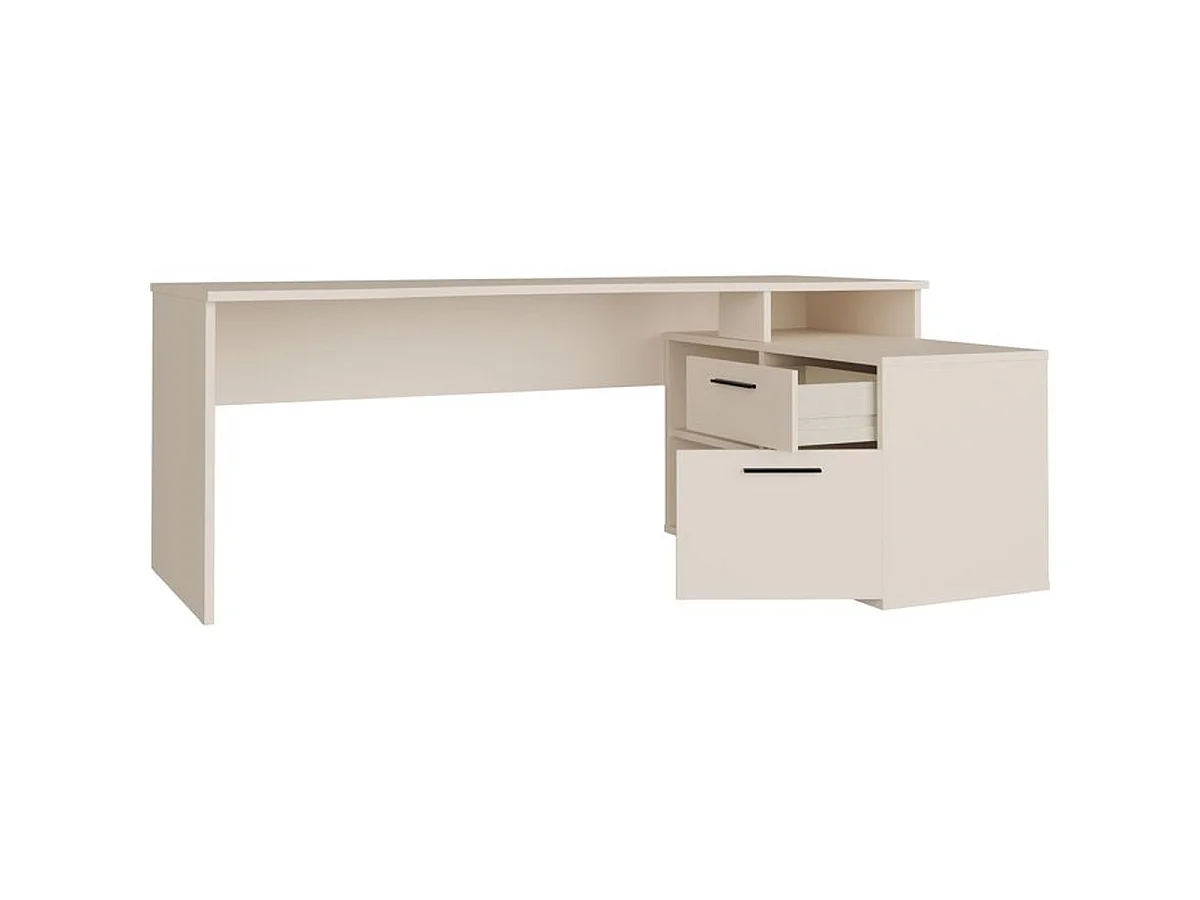 Bureau d'angle en L FORTE TEZAUR 200 cm Cashmere Beige avec module de rangement