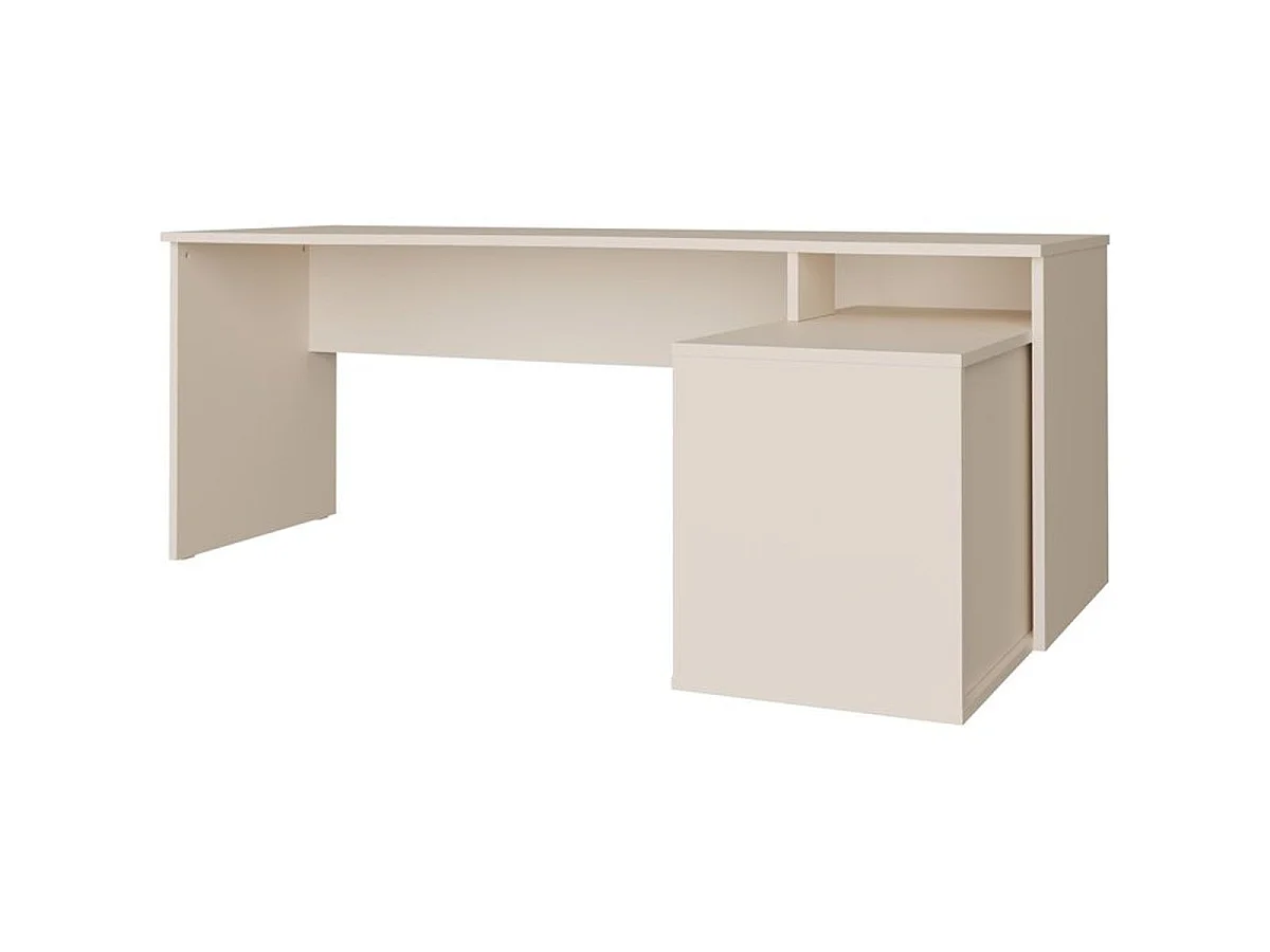 Bureau d'angle en L FORTE TEZAUR 200 cm Cashmere Beige avec module de rangement