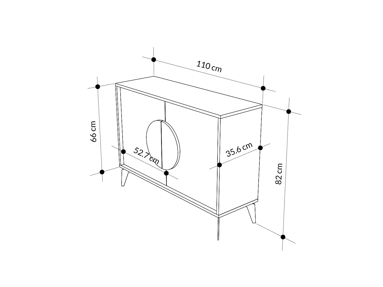 Buffet en bois "Gora" - 110 x 36 x 82 cm - Marron
