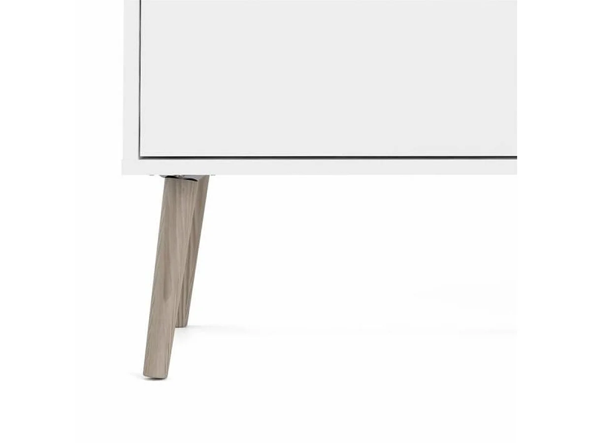 Buffet 3 portes, 3 tiroirs blanc et décor chêne L195,7 cm - BILLUND