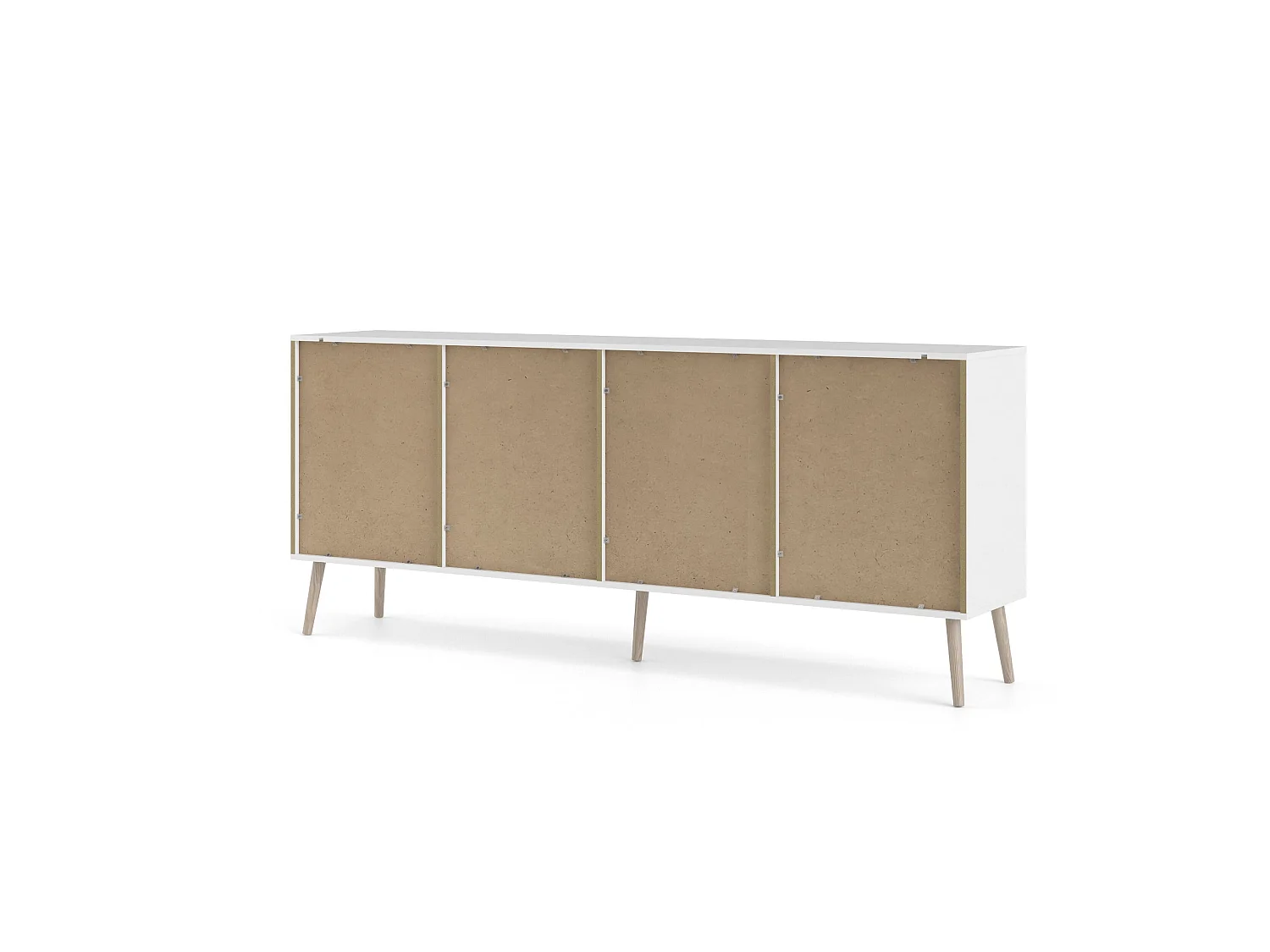 Buffet 3 portes, 3 tiroirs blanc et décor chêne L195,7 cm - BILLUND