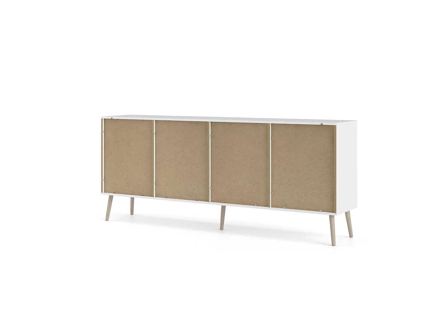 Buffet 3 portes, 3 tiroirs blanc et décor chêne L195,7 cm - BILLUND