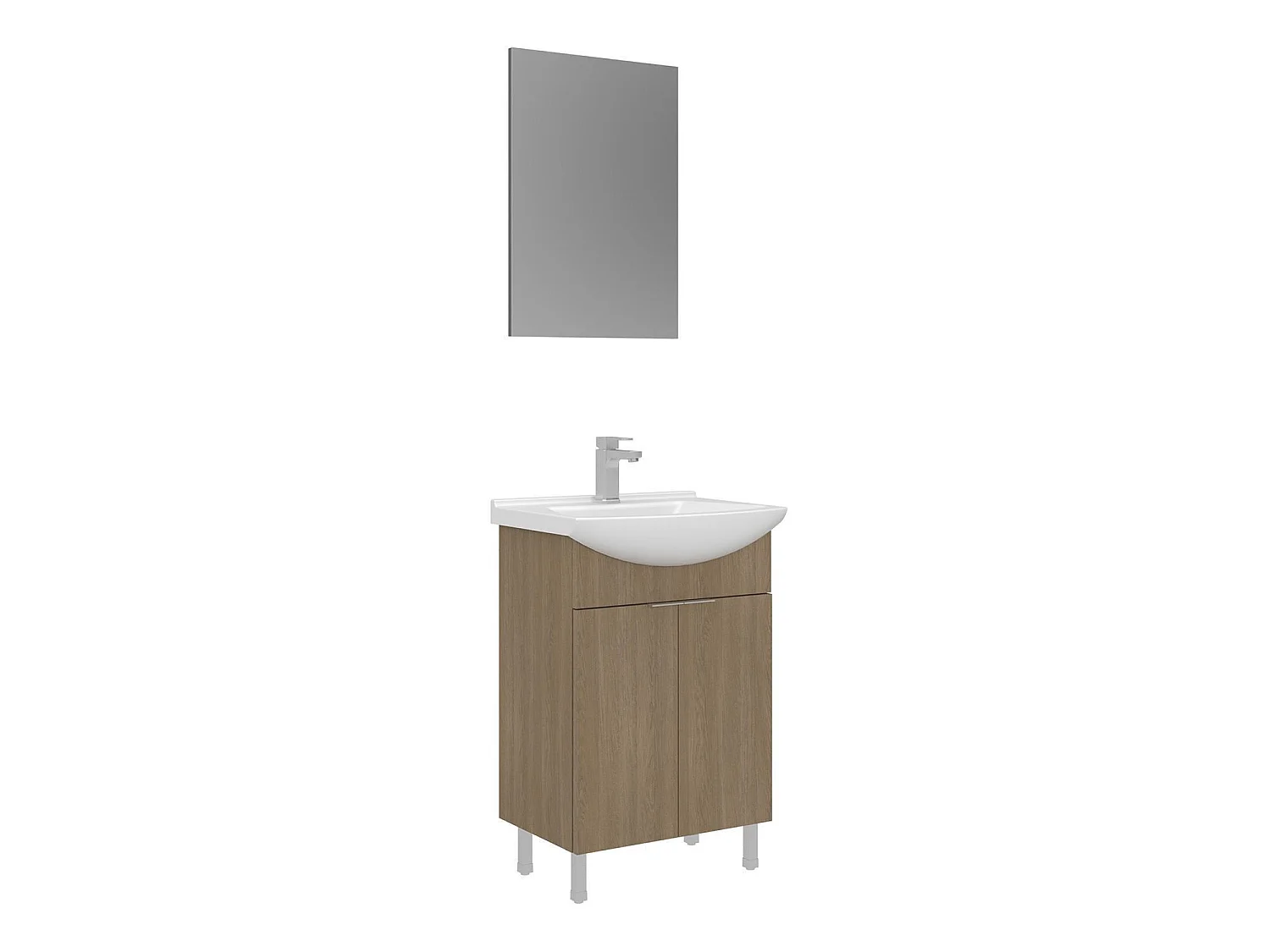 Wastafelmeubel met spiegel (2-delig) "Purus 55" - 55 x 2 x 83 cm - eiken