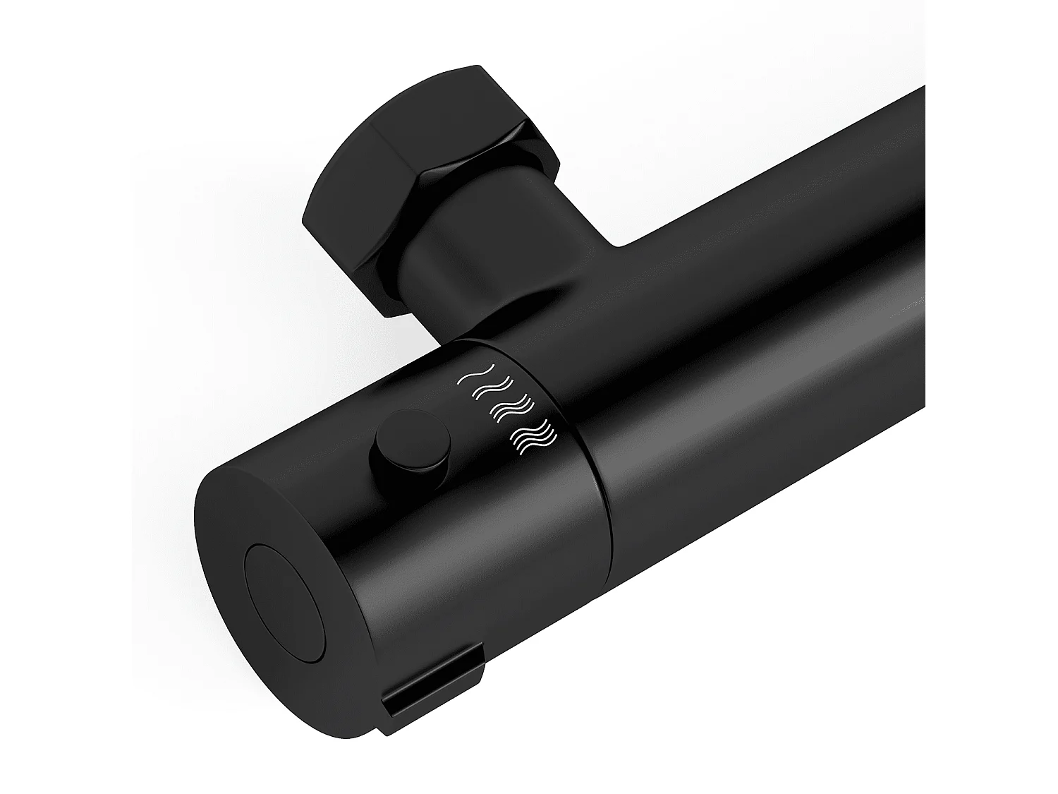 Mitigeur de douche thermostatique noir mat - Entraxe 15 cm - avec bouton de sécurité 38C LOMAZOO