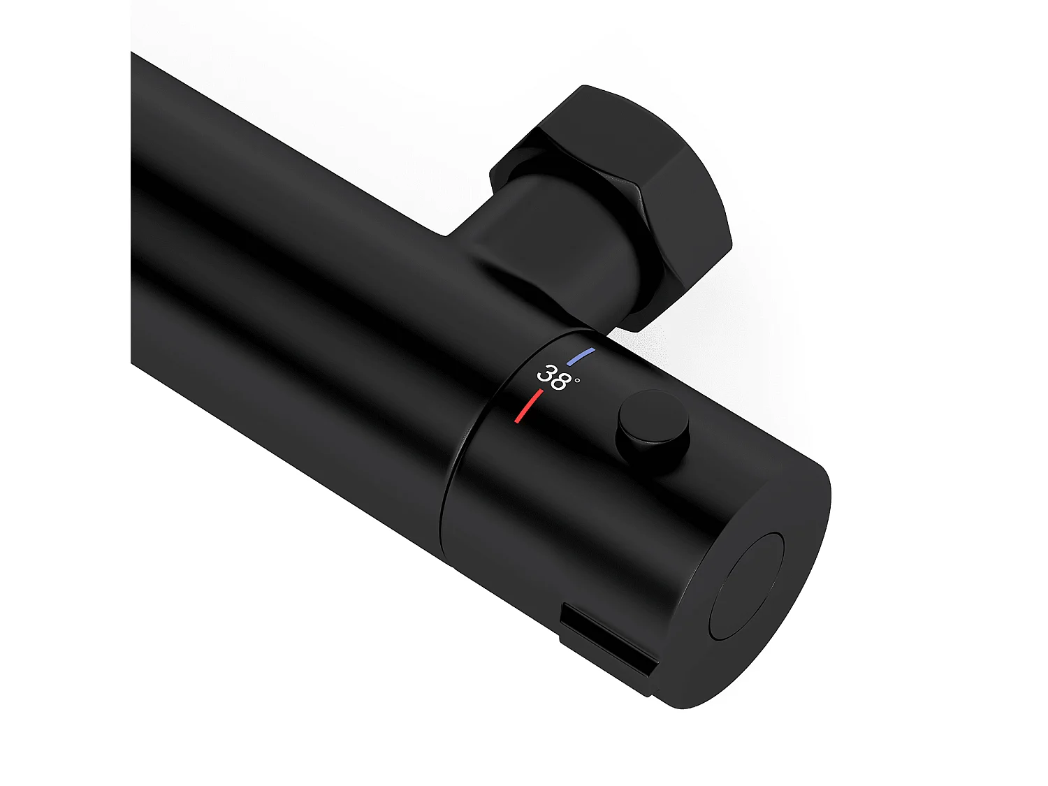 Mitigeur de douche thermostatique noir mat - Entraxe 15 cm - avec bouton de sécurité 38C LOMAZOO