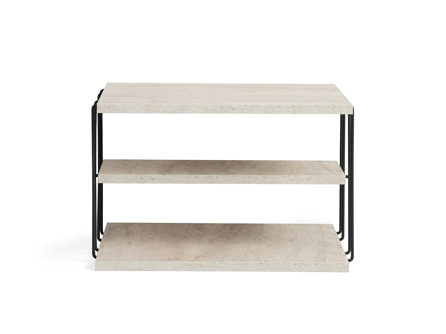 Modern Sidobord i Trä med 3 Nivåer "Lifon" - Travertin Finish - 50 x 40 x 33 cm