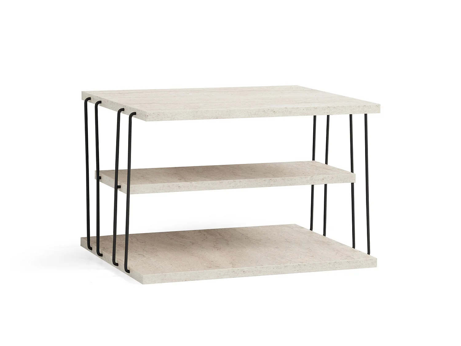 Modern Sidobord i Trä med 3 Nivåer "Lifon" - Travertin Finish - 50 x 40 x 33 cm