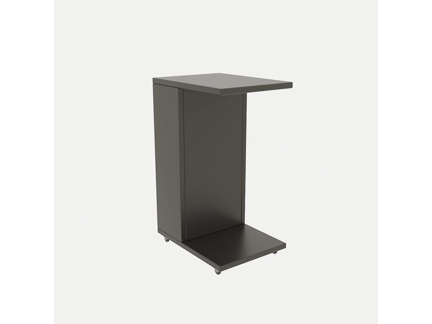 Moderne Antraciet Houten Bijzettafel "Filinta" met Wielen - 30 x 40 x 63 cm