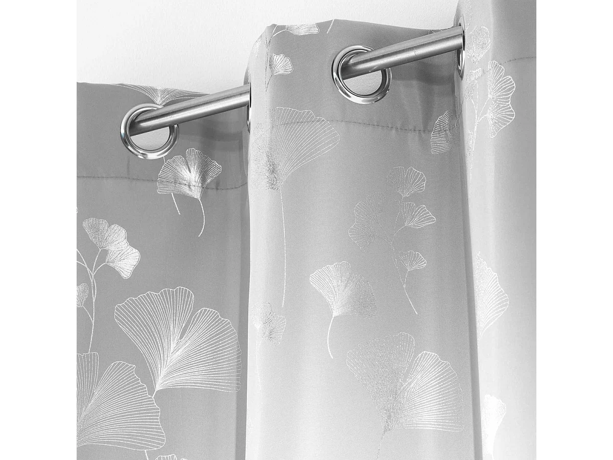 Rideau Déco à Œillets "Bloomy" 140x280cm Gris