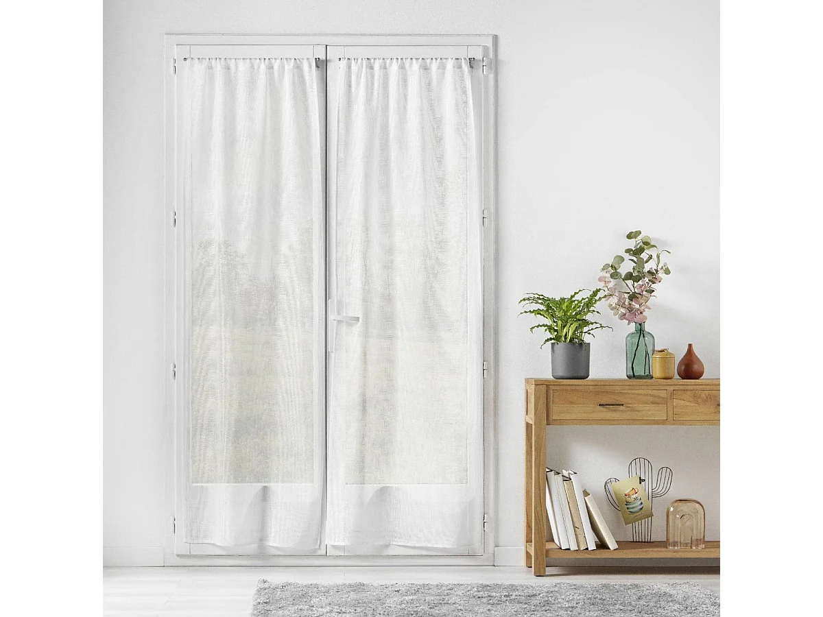 Paire de Voilages Passe-Tringle "Haltona" 70x240cm Blanc