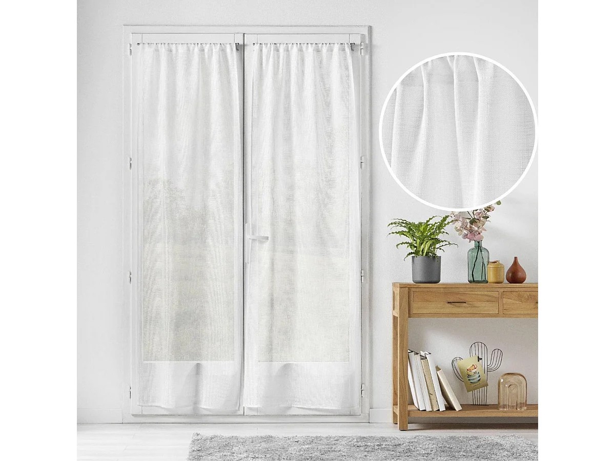 Paire de Voilages Passe-Tringle "Haltona" 70x240cm Blanc