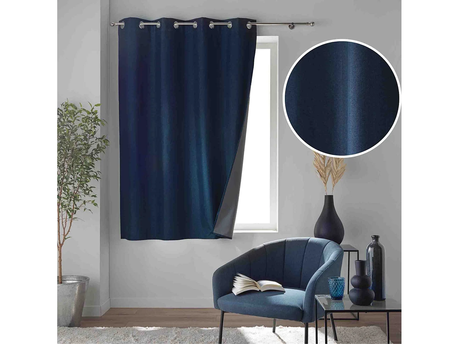 Rideau Occultant à Œillets "Crépuscule" 140x180cm Bleu