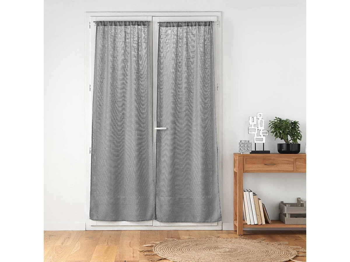 Paire de Voilages Passe-Tringle "Haltona" 70x240cm Gris