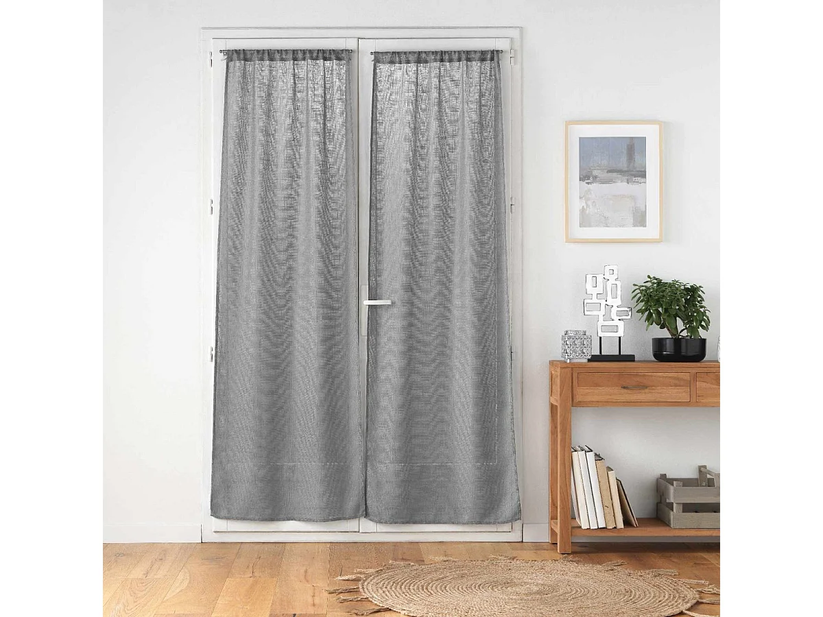 Paire de Voilages Passe-Tringle "Haltona" 70x240cm Gris