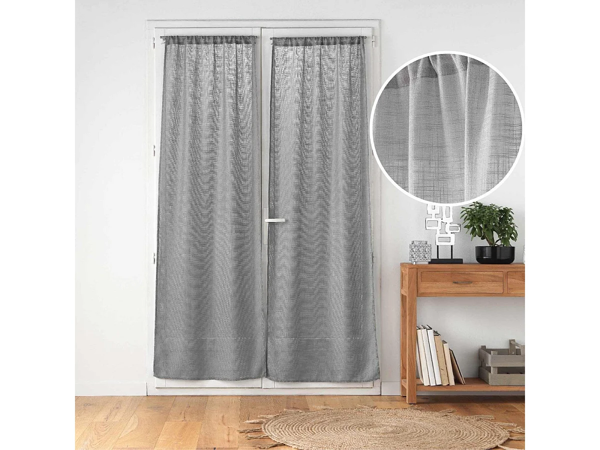 Paire de Voilages Passe-Tringle "Haltona" 70x240cm Gris