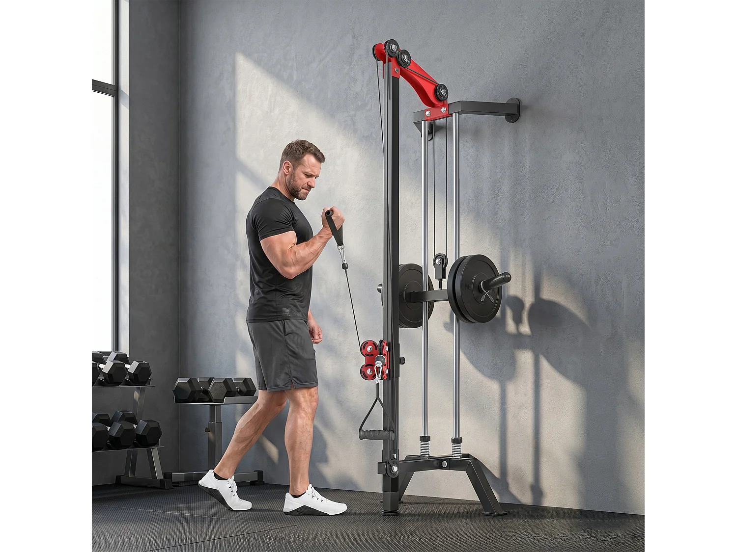 Machine à poulie musculation réglable 16 positions contrepoids max. 60 Kg