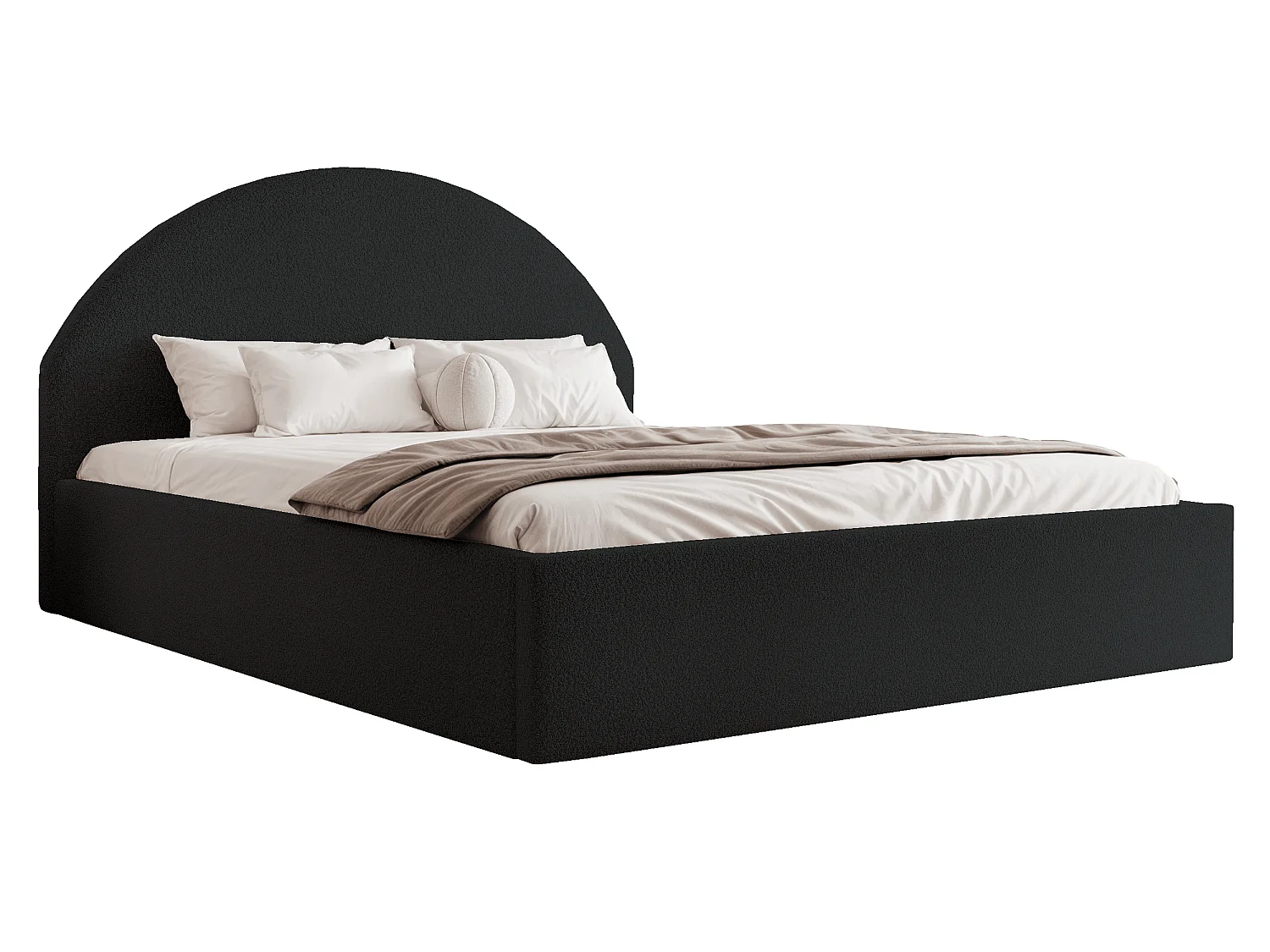 BESILIO Gestoffeerd Boucle bed 120×200 Velora – lattenbodem, hoofdeinde, opbergbox, slim bed – Zwart