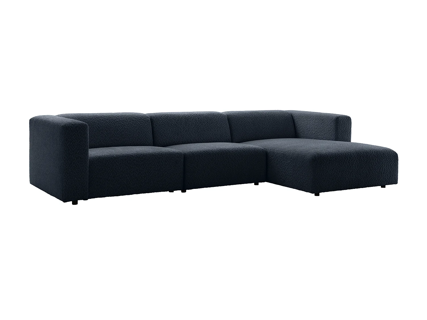 Canapé d'angle droit modulable en tissu chenille bleu nuit TORISO
