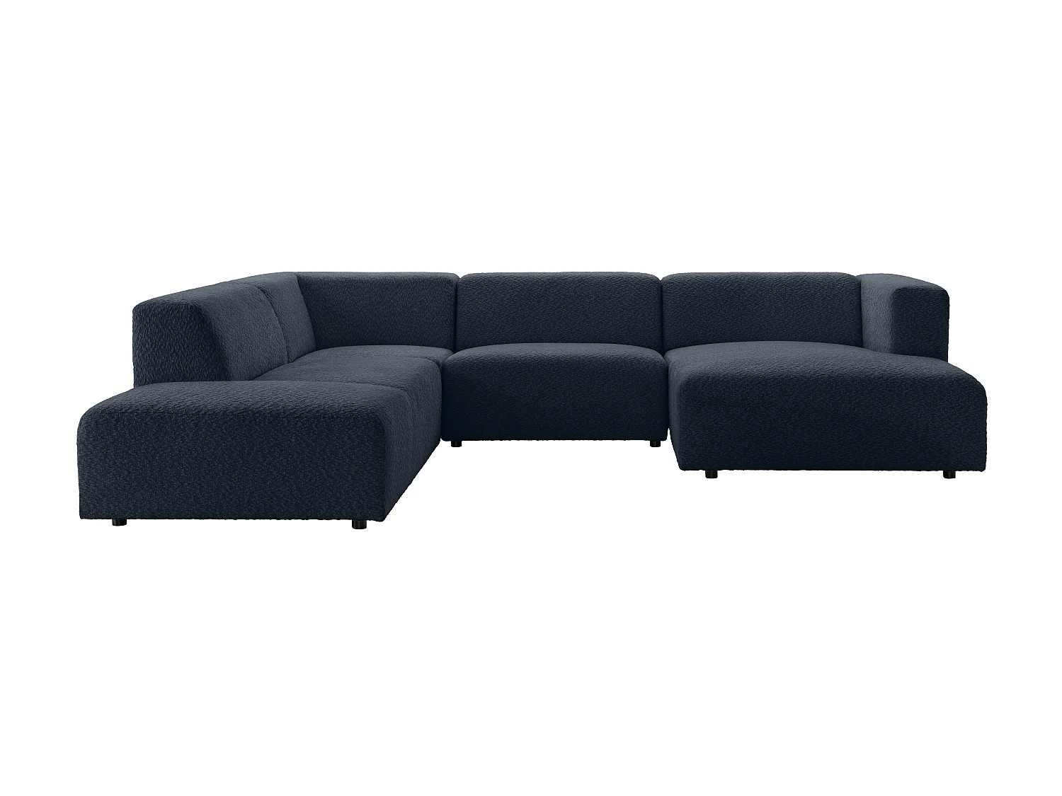 Canapé d'angle panoramique modulable en tissu chenille bleu nuit TORISO