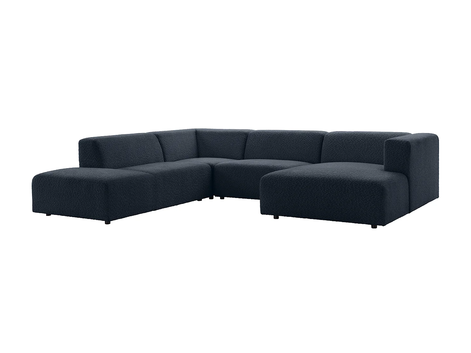 Canapé d'angle panoramique modulable en tissu chenille bleu nuit TORISO