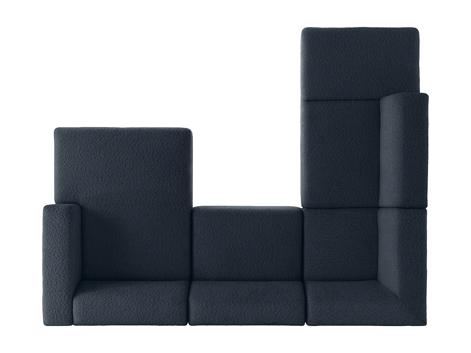 Canapé d'angle panoramique modulable en tissu chenille bleu nuit TORISO