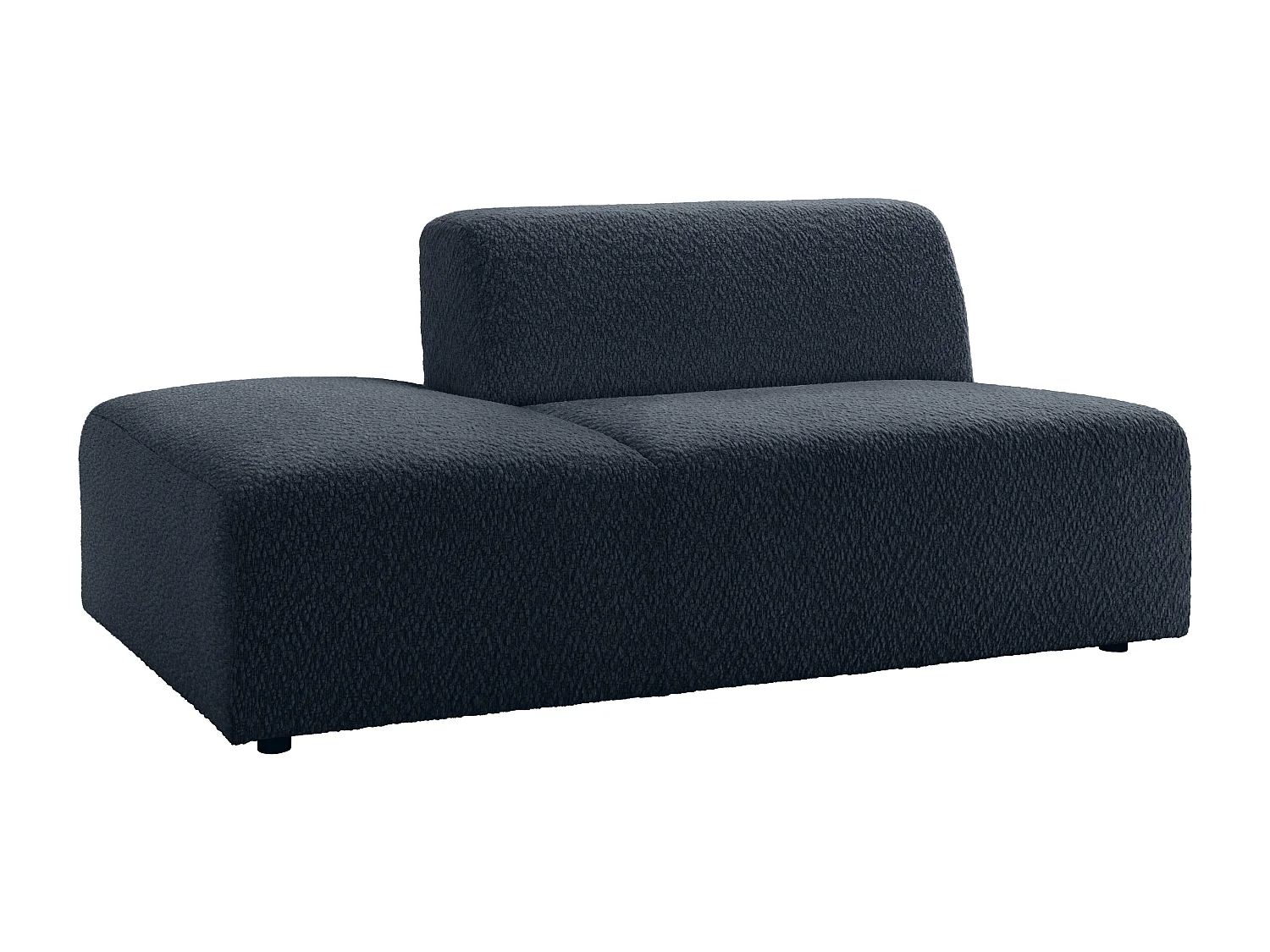Canapé d'angle panoramique modulable en tissu chenille bleu nuit TORISO