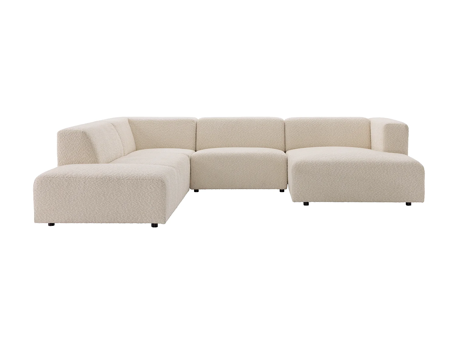 Canapé d'angle panoramique modulable en tissu chenille beige TORISO