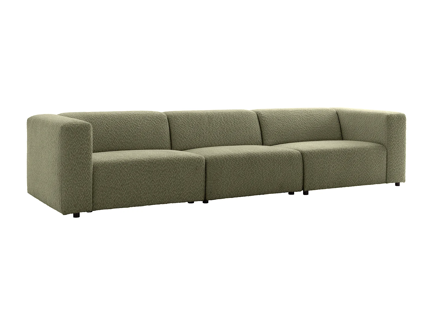 Canapé modulable 4 places en tissu chenille vert TORISO
