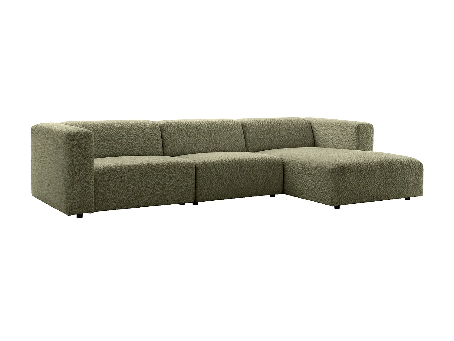 Canapé d'angle droit modulable en tissu chenille vert TORISO