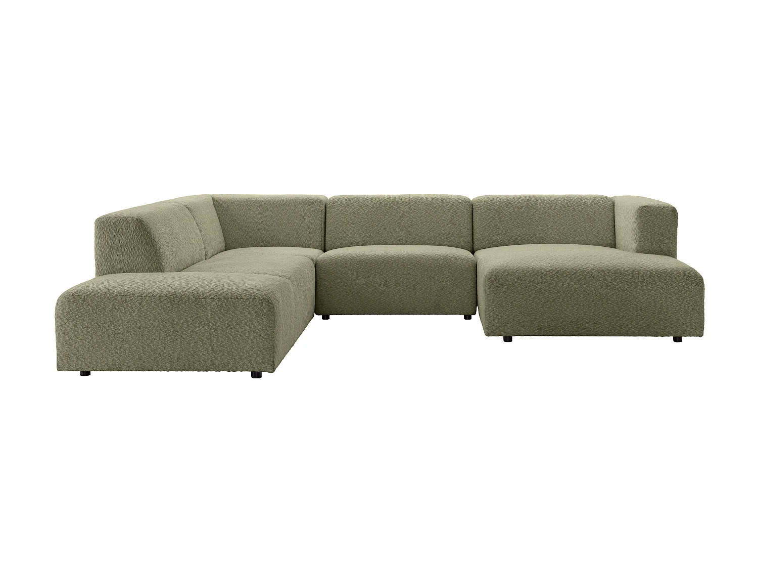 Canapé d'angle panoramique modulable en tissu chenille vert TORISO