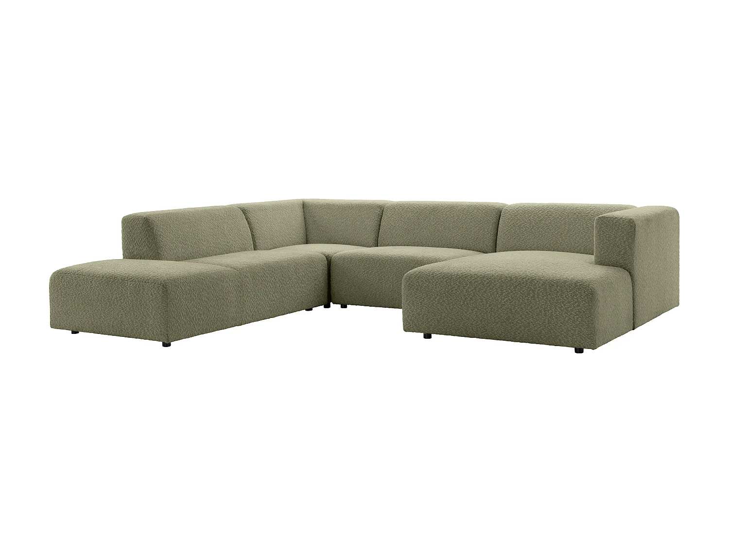 Canapé d'angle panoramique modulable en tissu chenille vert TORISO