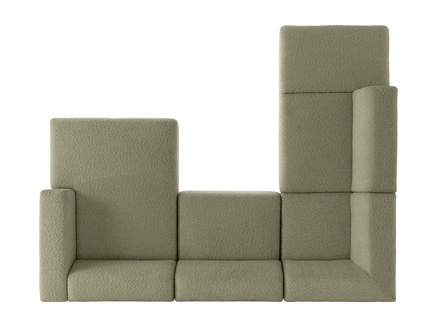 Canapé d'angle panoramique modulable en tissu chenille vert TORISO